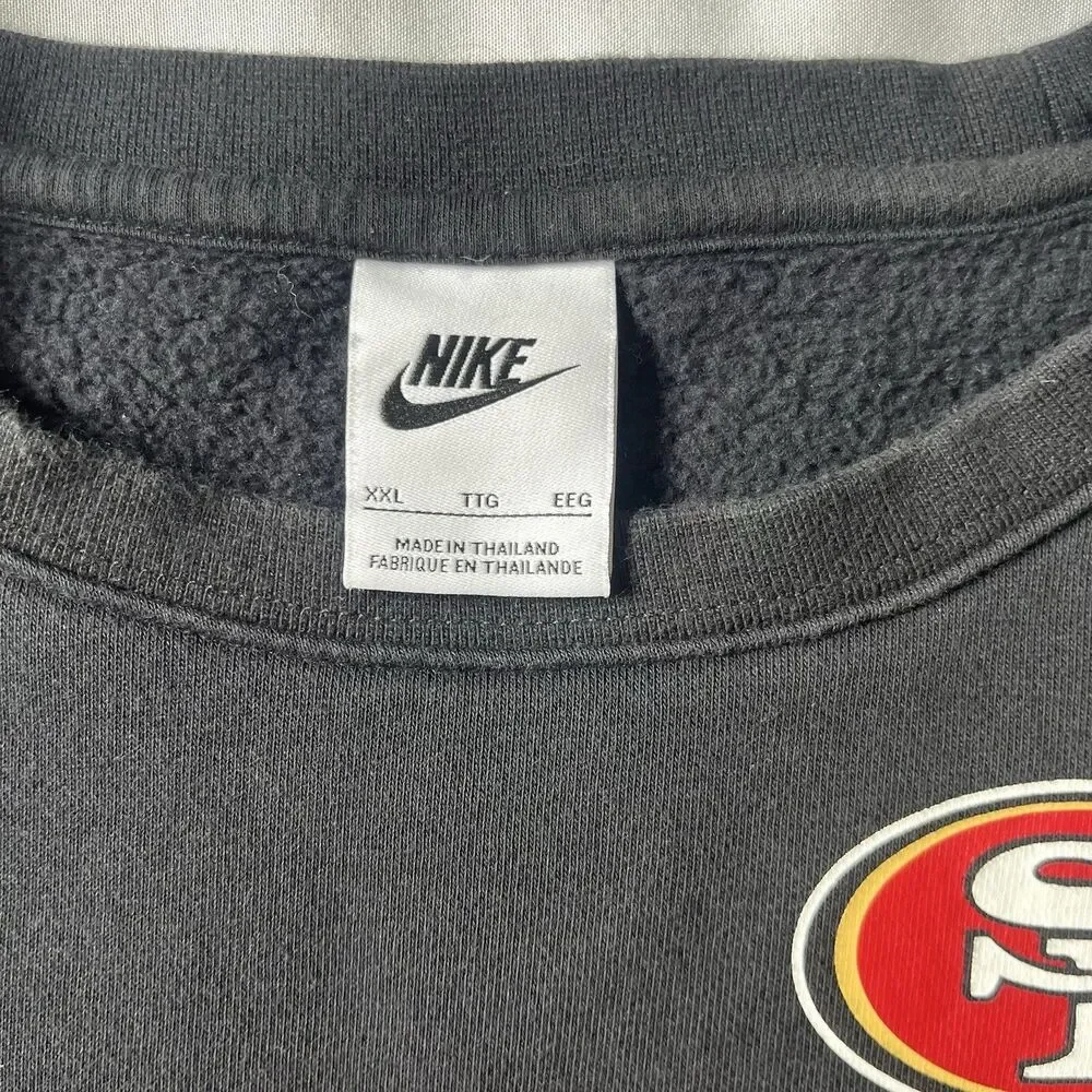 San Francisco 49ers Nike Sweatshirt Mens XXL 2XL Black Crewneck NFL Football EUC